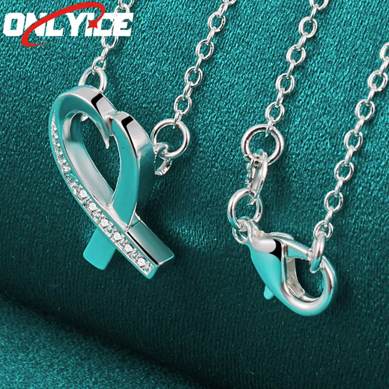 

925 Sterling Silver Heart Zircon Pendant Necklace 16-30" Serpentine Chain for Women's Party Engagement Wedding Premium Jewelry