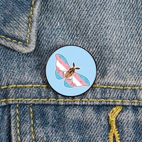 trans pride moth printed pin custom brooches shirt lapel teacher tote bag backpacks badge cartoon gift brooches pins for women