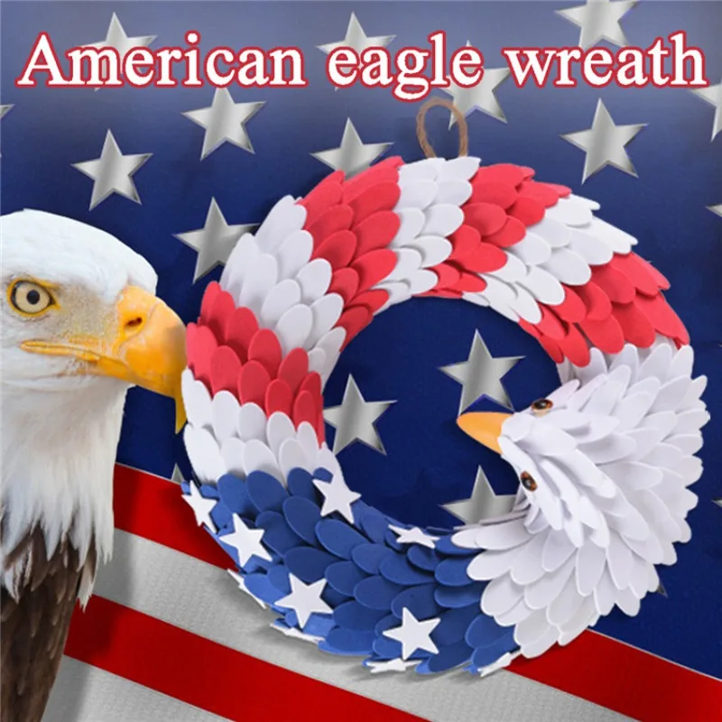 

DIY Eagle Wreath Garland Decor America Patriotic Independence Day Door Hanging Wreath Election Vote President Wall Decoration