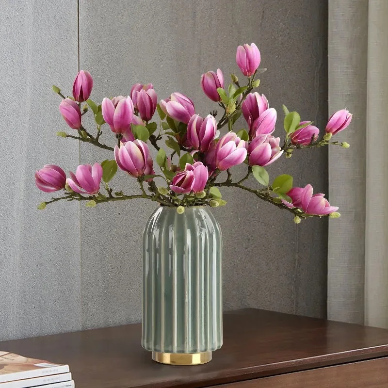 

3D Luxury Artificial Magnolia Real Touch Flower Fake Flower for Home Wedding Garden Decoration Room Decor Flores Artificales