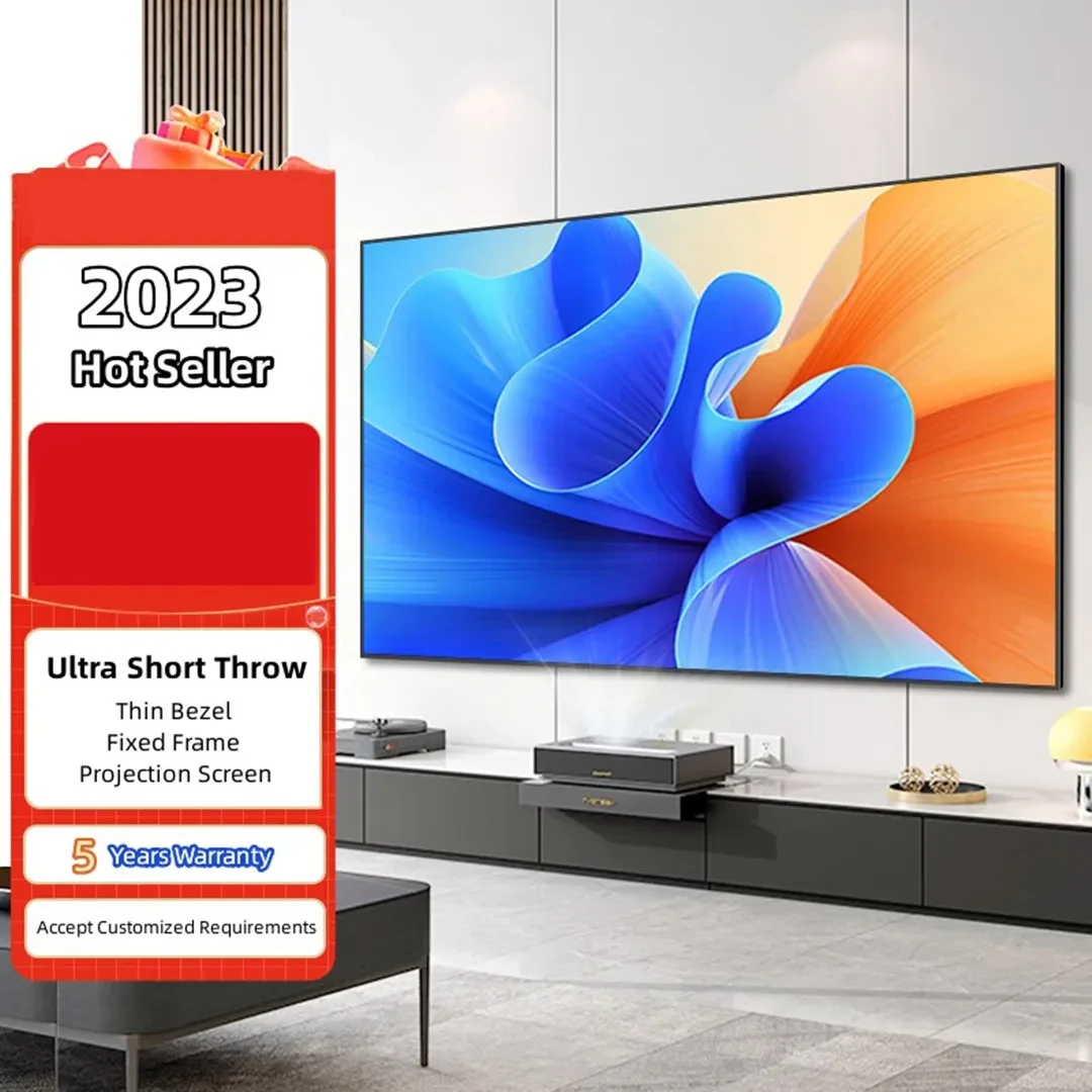 Быстрая доставка 135-дюймовый экран проектора ALR с фиксированной рамкой и защитой