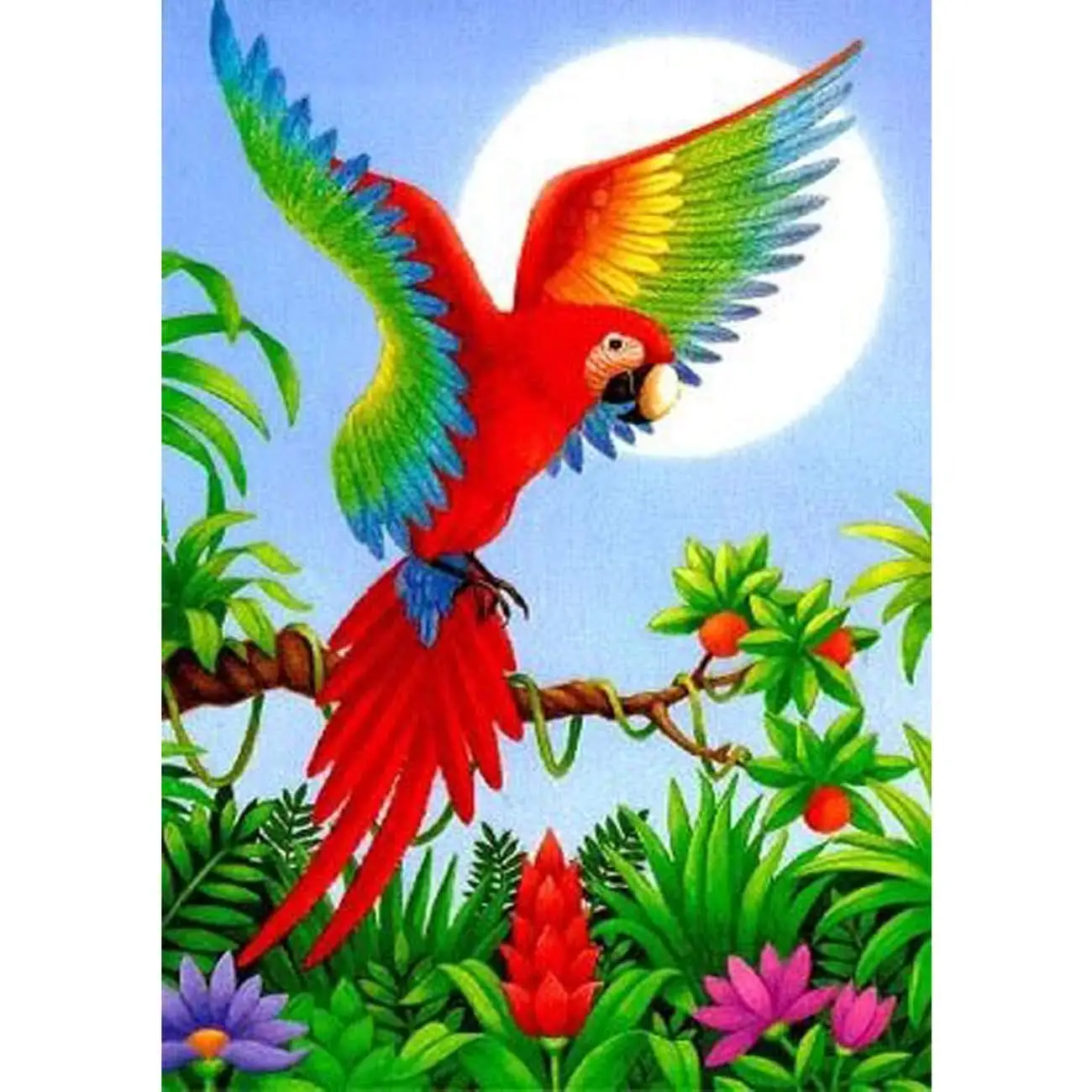 

5D Diamond Painting Moonlight Colored Parrot Birds Full Drill by Number Kits for Adults, DIY Diamond Set Arts Craft a1196