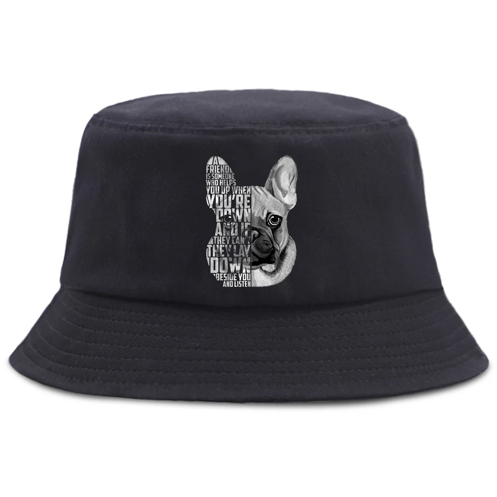 French Bulldog Quote Summer Bucket Hat Men Fedoras Aesthetic Trend Bob Woman Unisex Harajuku Sunbonnet Panama Cap Fisherman Hat