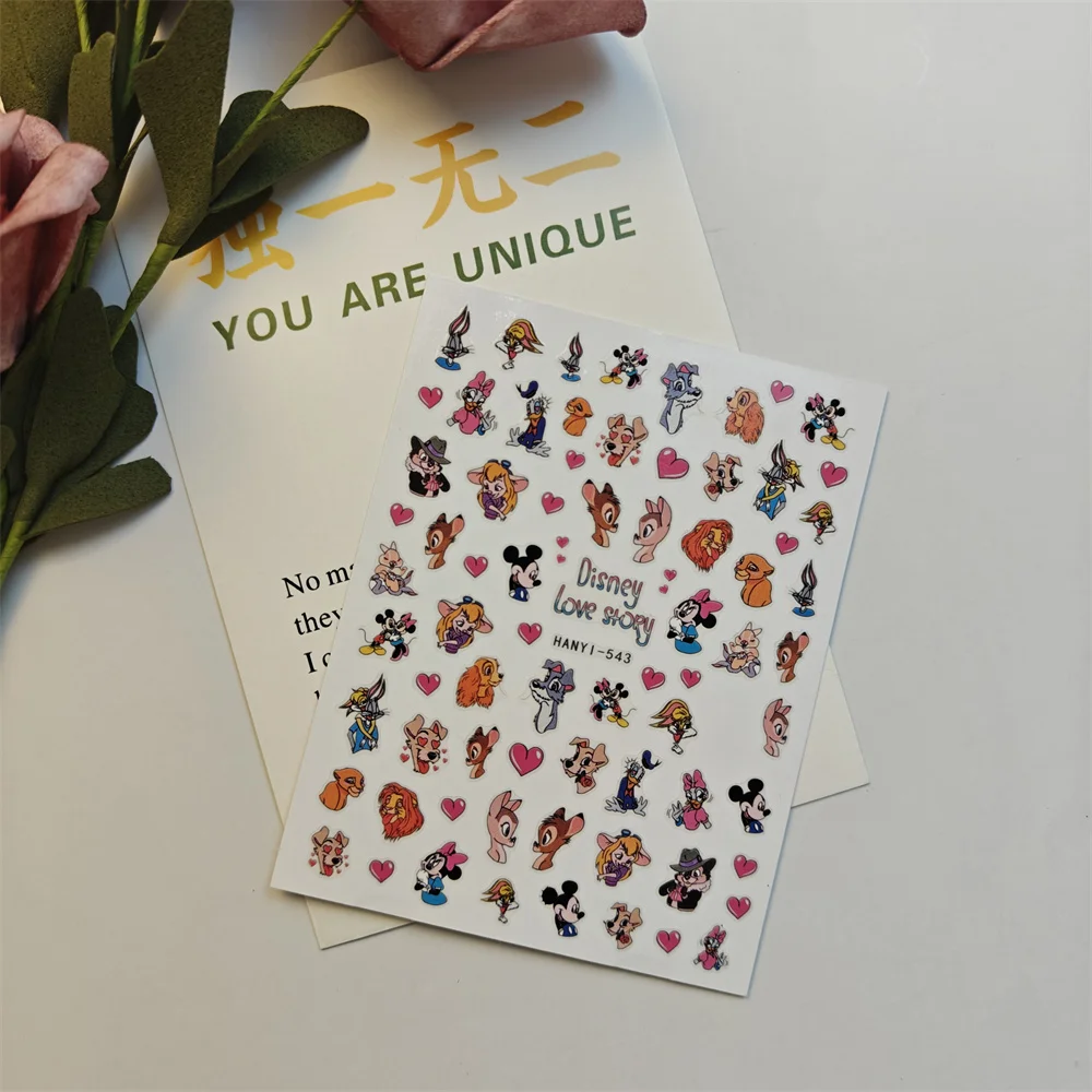 1 лист Стич Микки диснеевские новые 3D наклейки для ногтей маникюра модный дизайн