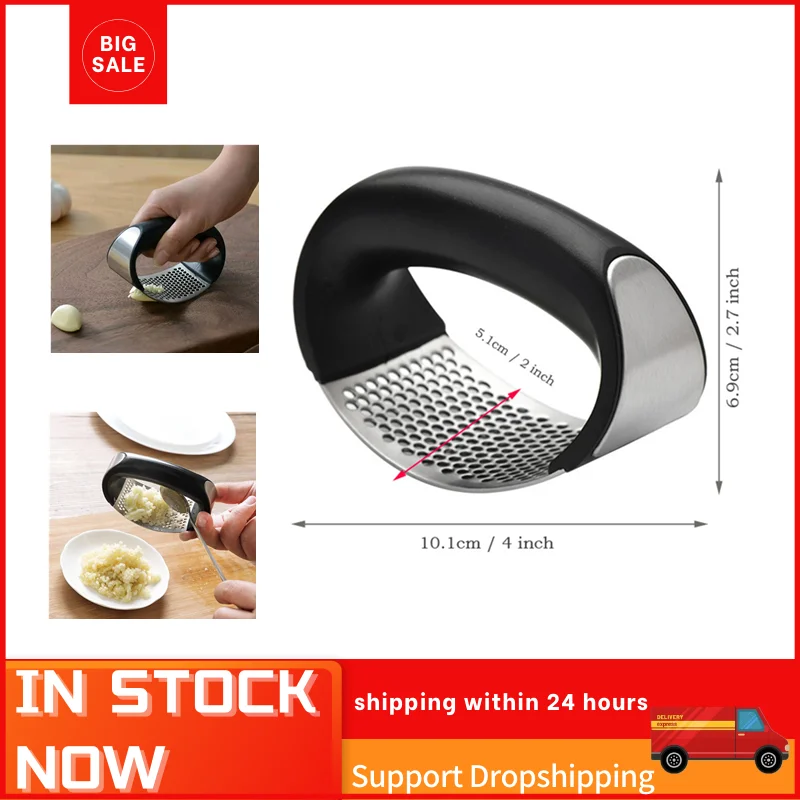 

304 Stainless Steel Garlic Press Manual Garlic Mincer Chopping Garlic Tools Curve Fruit Vegetable Tools Kitchen Gadgets New