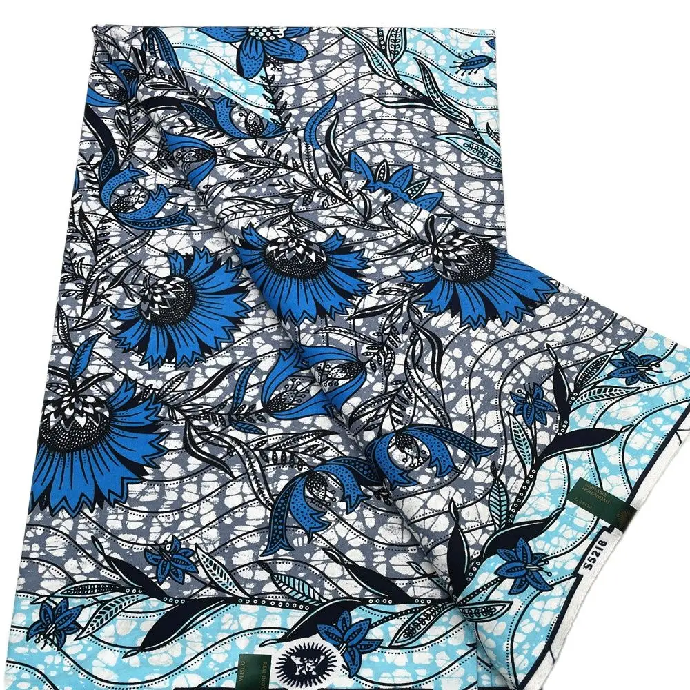 

2022 African Fabric Ankara Print Wax High Quality Veritable Wax African Wax Cotton Fabric Wedding Party Dress 6 Yards