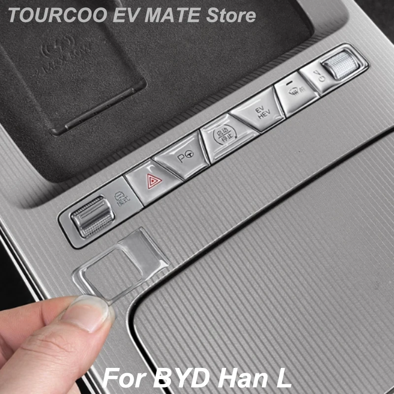 

Для BYD Han L DMI/EV центральная консоль, эпоксидная кнопка, защитные наклейки, автостайлинг, модифицированные аксессуары