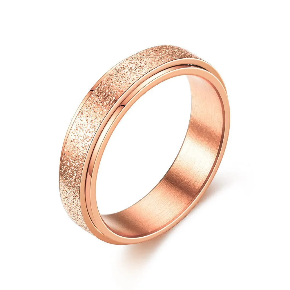 

Fashion High Quality Rotatable Stainless Steel Rings Decompress Frosted Youth Boy Girls Couple Ring Jewelry Gifts