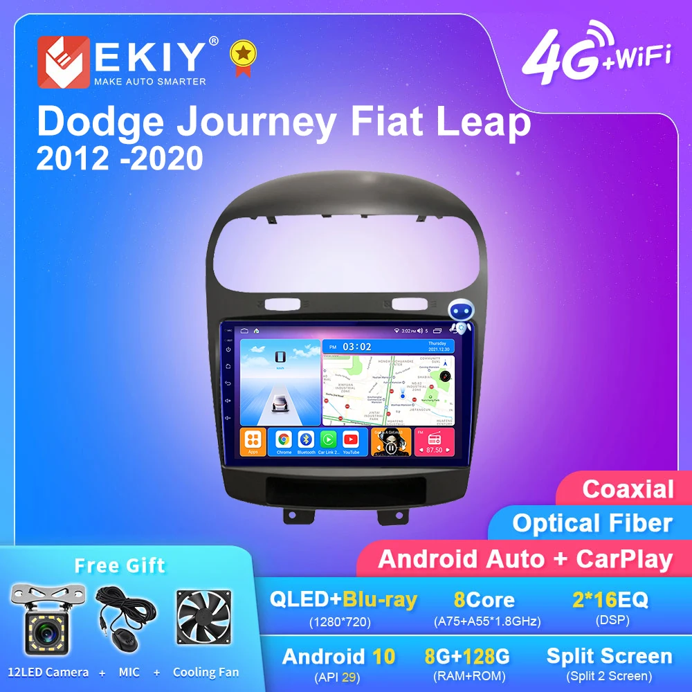 EKIY T7 QLED DSP Android 10 автомобильное радио для Dodge Journey Fiat Leap 2012 -2020 стерео DVD