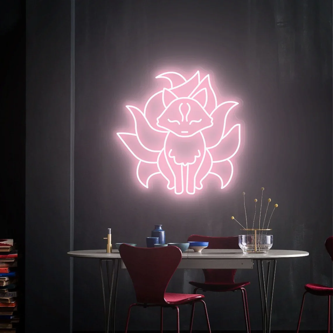 

Неоновая вывеска на заказ, девять хвостов, лиса, неоновая вывеска, необычная вывеска, японское аниме, Декор, японские неоновые вывески для украшения стен