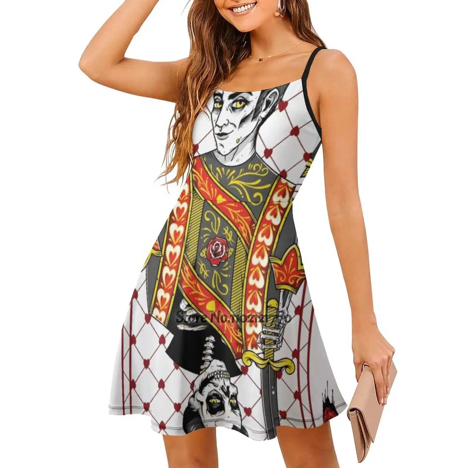 Женское платье с принтом Элегантное летнее квадратным вырезом и в виде черепа
