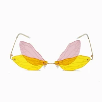 new design multicolor luxury sunglasses insect wings sun glasses rimless party fashion sunglasses