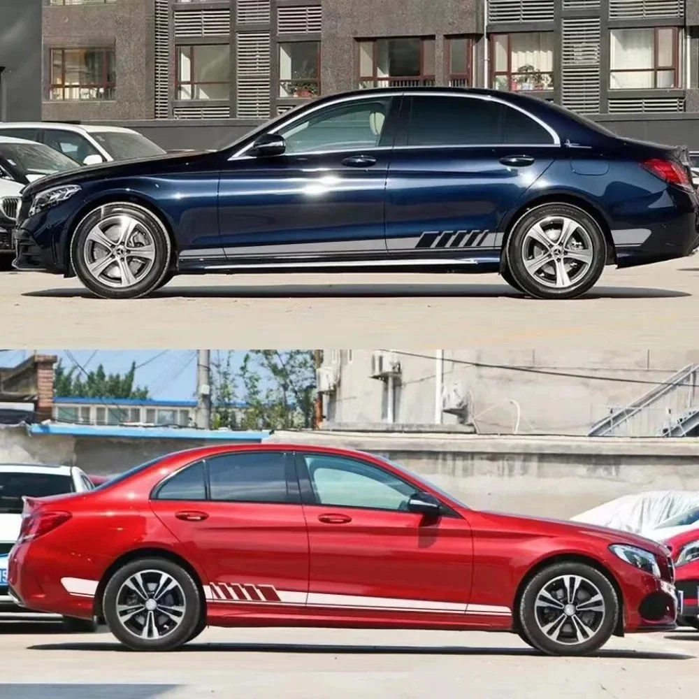 Фото Боковые наклейки на автомобиль, гоночные полосы для Audi Ford BMW Toyota Honda Mercedes Benz, авто виниловая пленка, аксессуары для кузова, дверей, наклейки №5