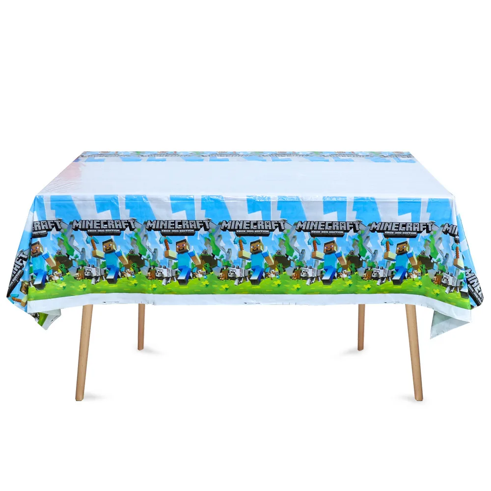

Miner Crafting Cartoon Game Party Supplies Kids Birthday Party Disposable Tableware Plastic Tablecloth Baby Shower Decorations