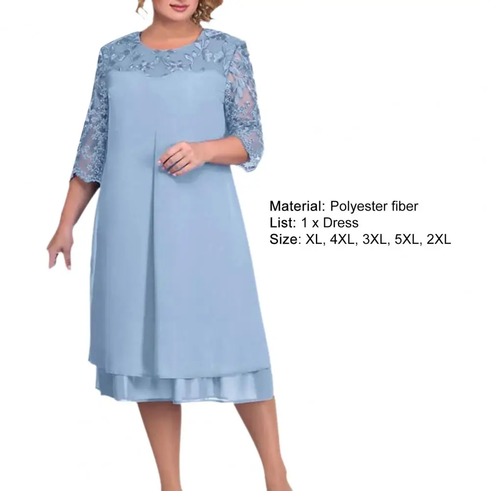 Женское официальное платье 2022 свободное средней длины с круглым вырезом и