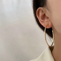 2 0mm shape c hollow stainless steel piercing earrings for women%ef%bc%8clight minimalist gold silver hoop earrings europe milf style