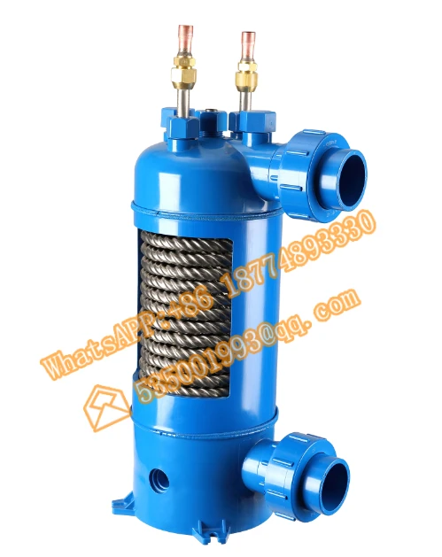 

MHTA-2 / MHTA-3 Screwed titanium tube pvc shell heat exchanger for swimming pool heat pump ,aquarium chiller evaporator