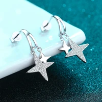 real moissanite earrings for women sterling silver diamond setting stars drop dangling earrings wedding bridal fine jewelry