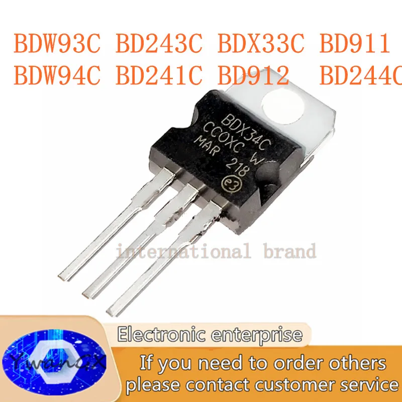 

10PCS BDW93C BD243C BDX33C BD911 BDW94C BD241C BD912 BD244C TO-220 Darlington transistor