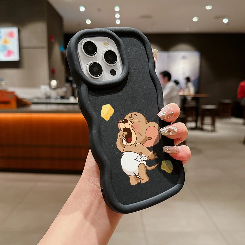 Чехол T-Tom and J-Jerry Wave для TomS JerryS iPhone 16 15 14 13 12 11 Pro Max Mini X XR XSMAX 8 7 6S Plus мягкий силиконовый
