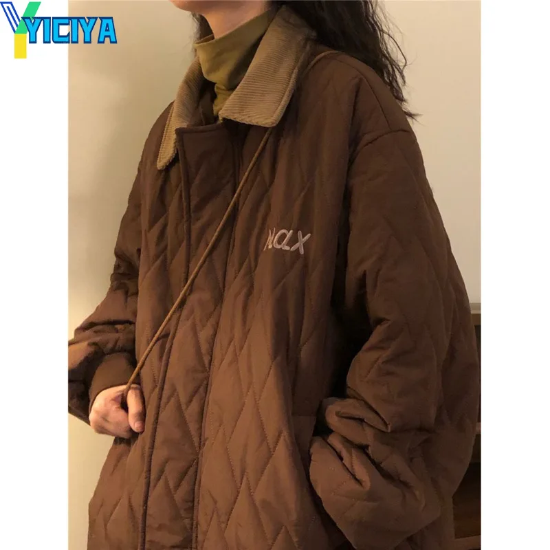 YICIYA Winter Jackets 2022 Woman Thicken Warm Parkas Coat Turn-down Collar Oversize Parkas Female Clothing Padded Coat Jackets