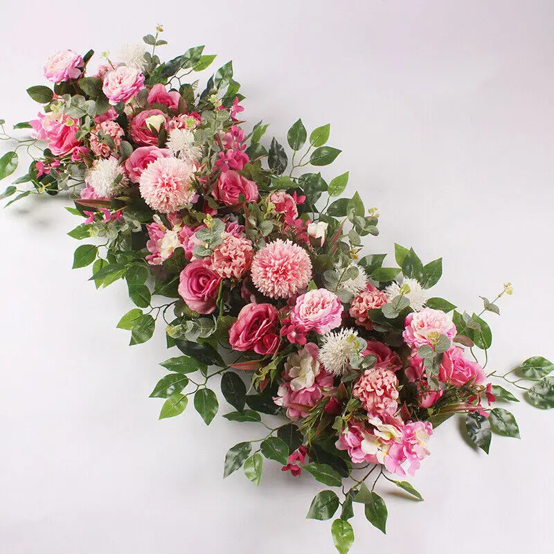 

50CM Rose Flower Artificial Silk Wedding Wall Arrangement Rose Artificial Floral Row Decor Marriage Iron Arch Backdrop