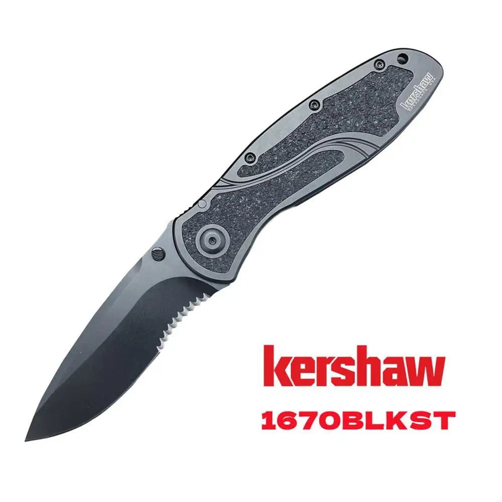 

Kershaw 1670 1670BLKST Outdoor Pocket Knife Half Serrated Blade Aluminum Alloy Handle Assisted Folding Knife Everyday Carry Tool
