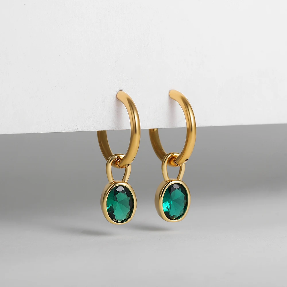 Овальные серьги-кольца с цирконием CZ