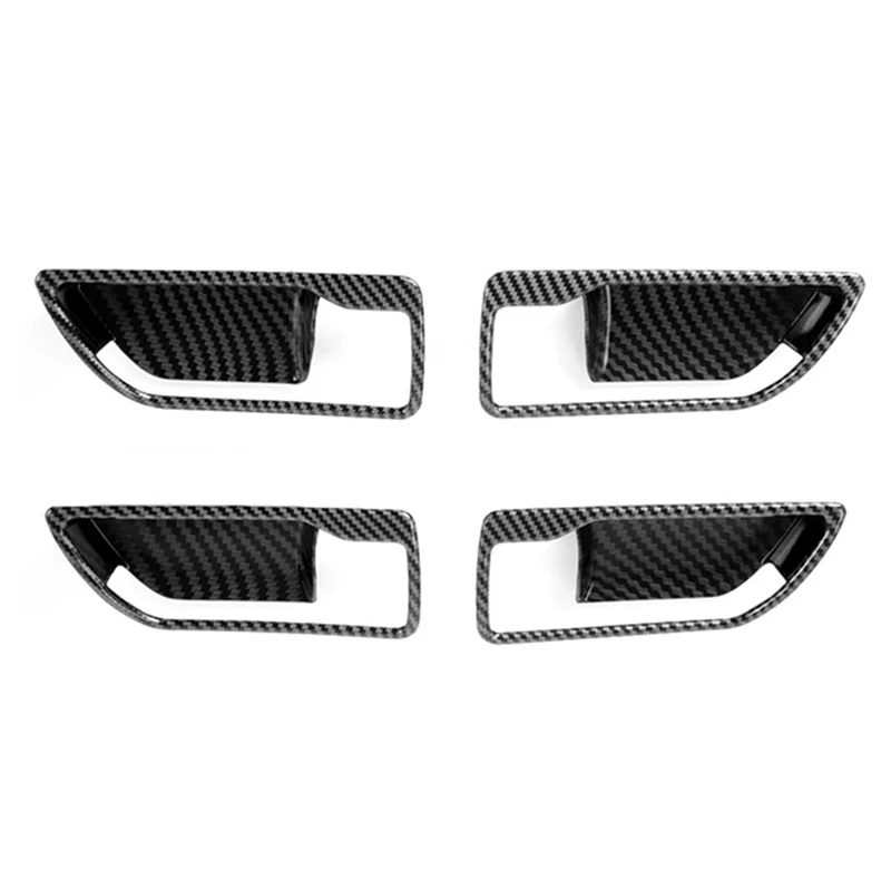 

Black Carbon Fiber Texture 4Pcs Inner Door Handle Bowl Cover Trim for Toyota Highlander 2020-2022