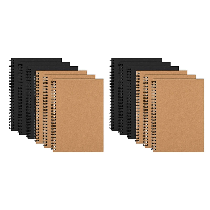 

12 Pack A5 Soft Cover Spiral Notebook Journal, Blank Sketch Book Pad Diary Notebook Planner With Blank Paper