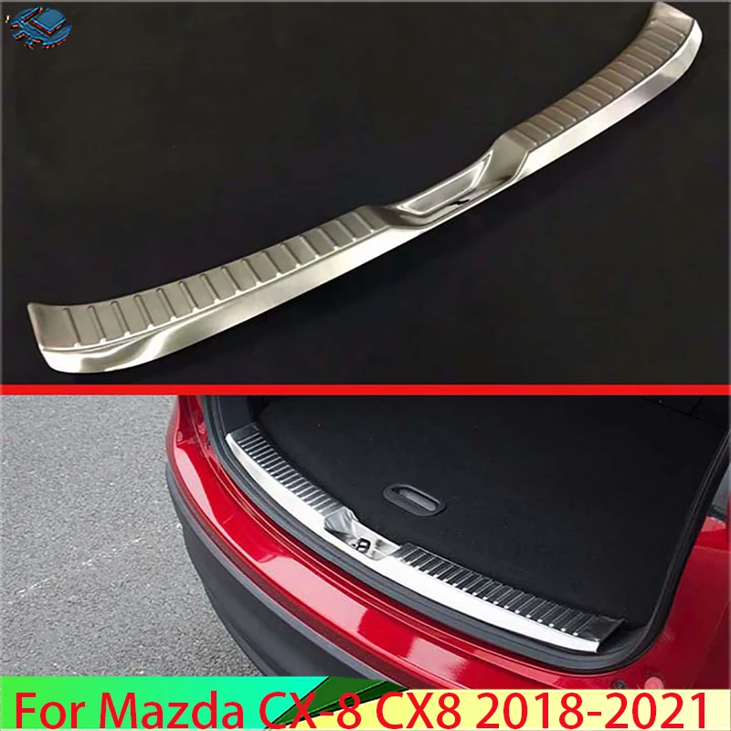 

Для Mazda CX-8 CX8 2018 2019 2020 2021 автомобильные аксессуары из нержавеющей стали задняя фотопластина Накладка на порог молдинг украшение
