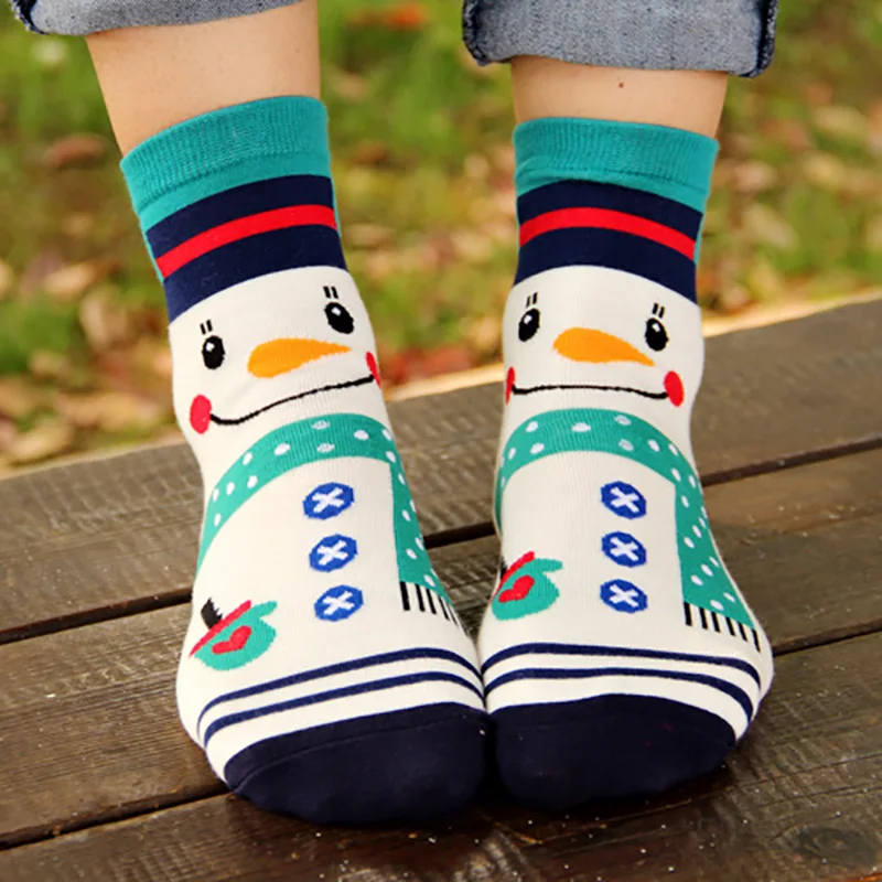 1PC Women Soft Winter Socks Christmas Warm Cotton Sock Cute Santa Claus Deer Snowman Shape Holiday Party Accessories 2023 - купить по