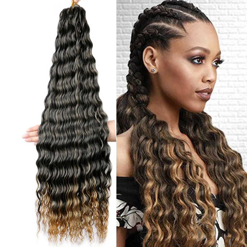 

Saisity Bohemia Synthetic Crochet Hair Extensions Afro African Curls Braiding Hair Deep Curly Colored Long Soft Natural Wave