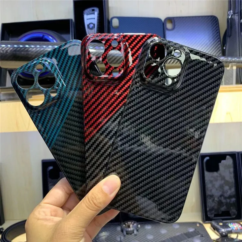 

Genuine Real Carbon Fiber Case for iPhone 13 Pro Max Mini 12 Glossy Camera Lens Tough Armor Cover