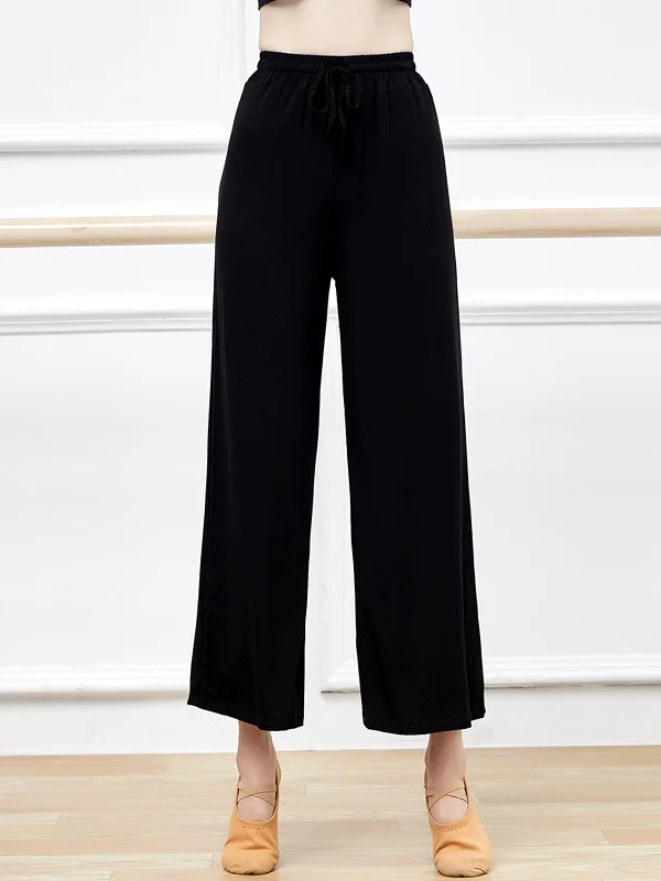 

Color Wide Solid Leg Trousers High Waist Chiffon Dance Pants Russian Folk Costume Women's Classical Pants