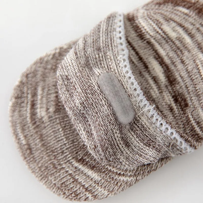 5 Pairs Men Cotton Short Socks Breathable Retro Striped Casual Sports Boat Socks Summer Non-Slip Low-Cut Invisible Ankle Socks