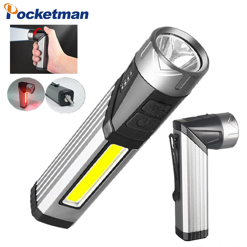 

Multifunctional 90 Degrees Rotatable USB Rechargeable Flashlight with Magnet Powerful COB LED Work Light Waterproof Torch