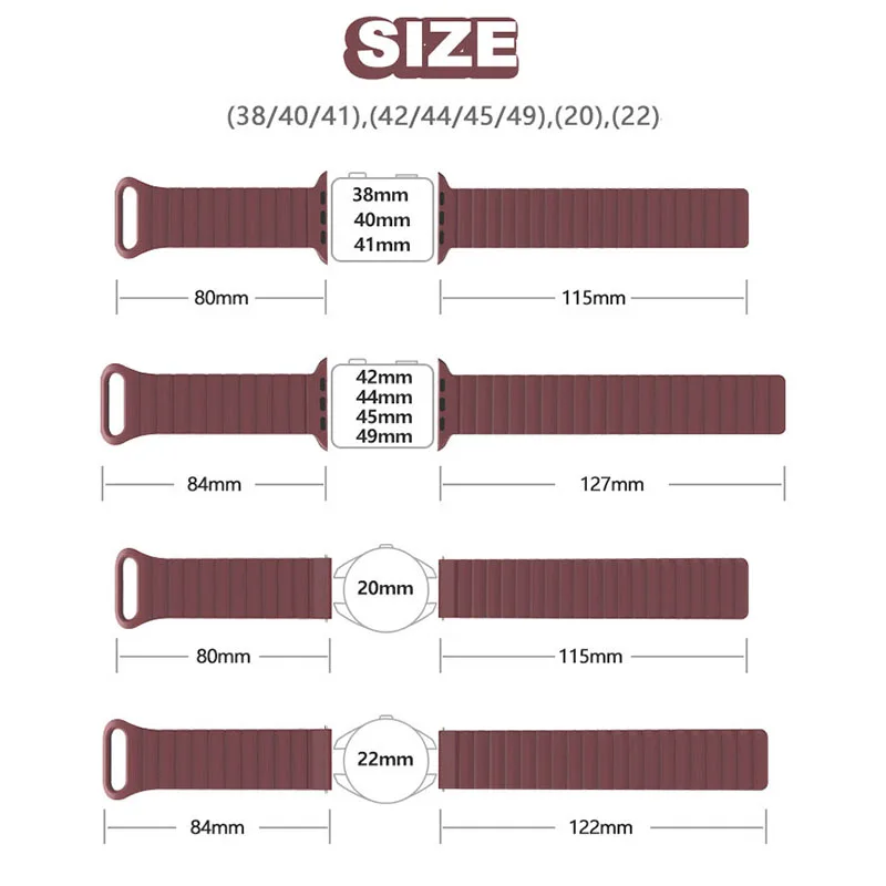 Силиконовый магнитный ремешок для часов Apple Watch S9 двухцветный спортивный дышащий