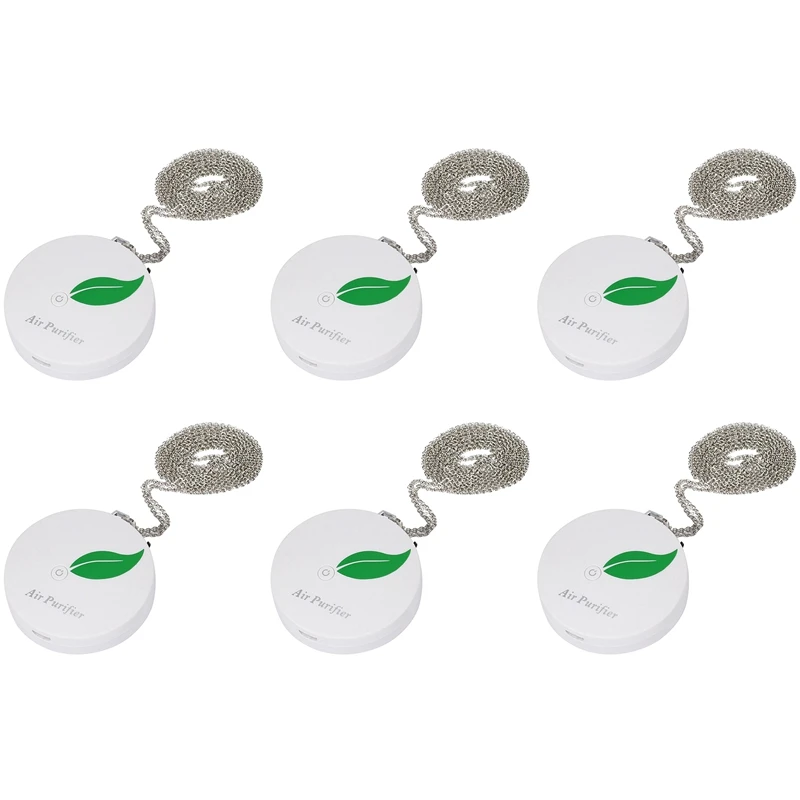 

6X Air Purifier Household Negative Ion Air Purifier, Portable Necklace, For Adults And Children White