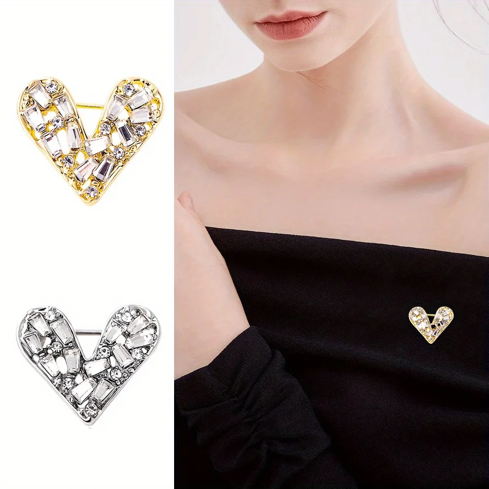 Сверкающее кристаллическое сердце антибликовая пряжка маленькая брошь модная