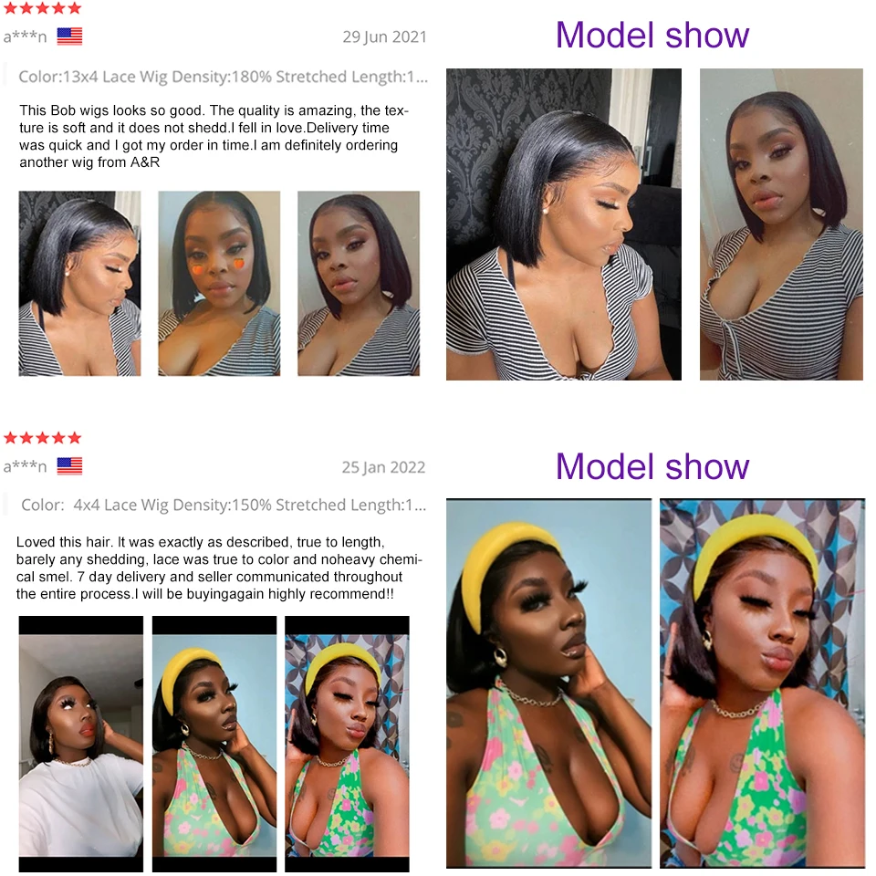 Парик A &amp R с прямыми короткими волосами бразильские натуральные волосы на сетке