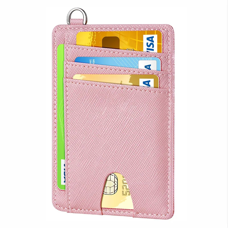 Slim Minimalist Card Holder Wallet PU Leather Bank Card Clip RFID Blocking Credit Card Holder for Men Women