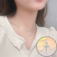 heart cross pendant chain silver jewellery gift uk fashion womens necklace