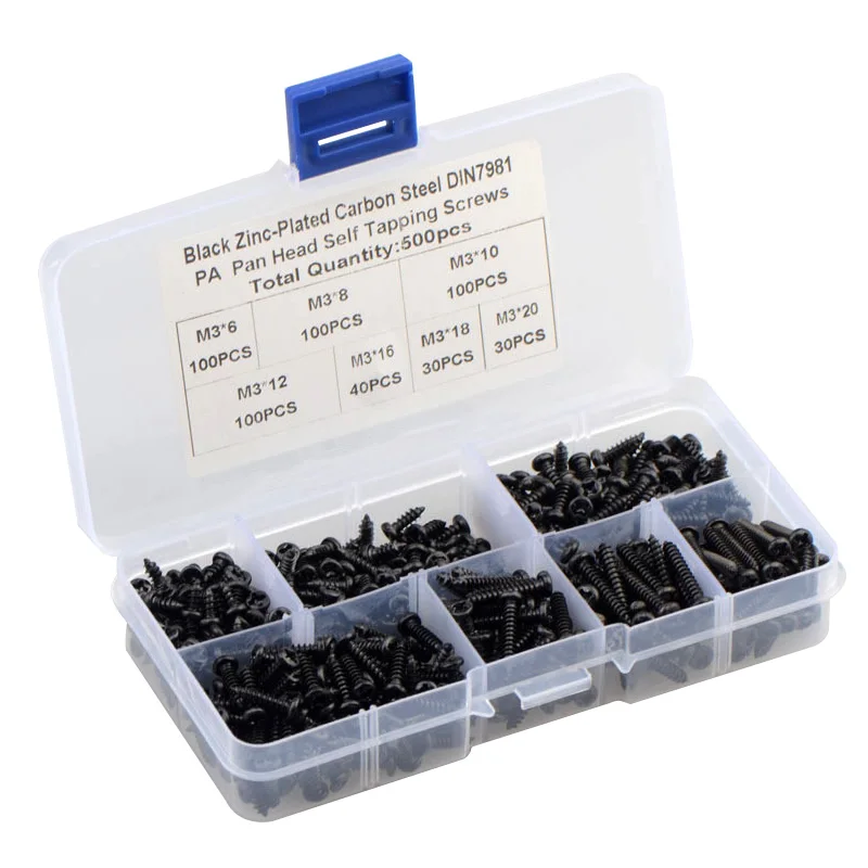 Винты самонарезающие черные из углеродистой стали 500 шт. | Строительство и ремонт