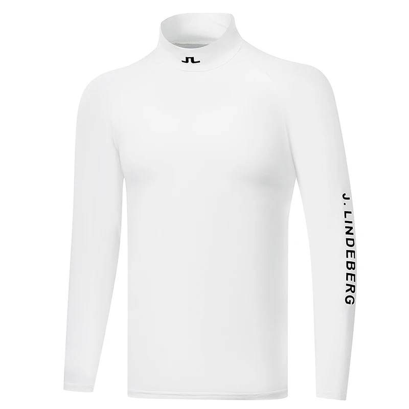 Men's Golf Long Sleeve Sports T-shirt, Outdoor Leisure Quick Drying Breathable Crew Neck White Bottom Shirt Top, Spring Fall