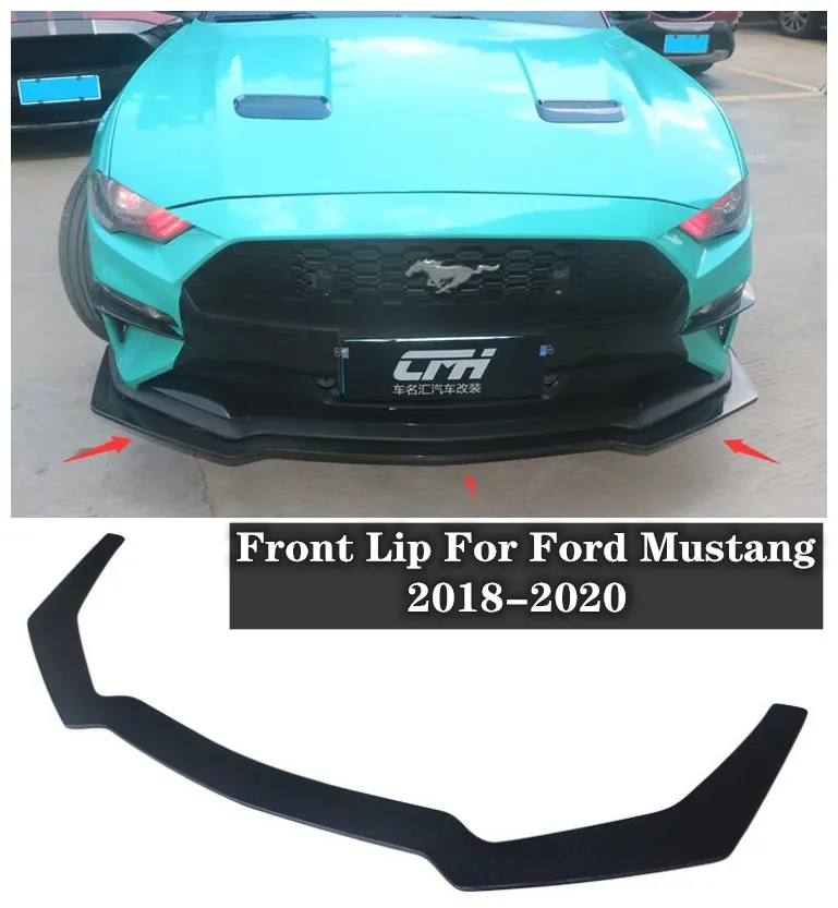 

High Quality ABS primer & Carbon Fiber Front Lip Splitter Protector Cover For Ford Mustang 2018 2019 2020