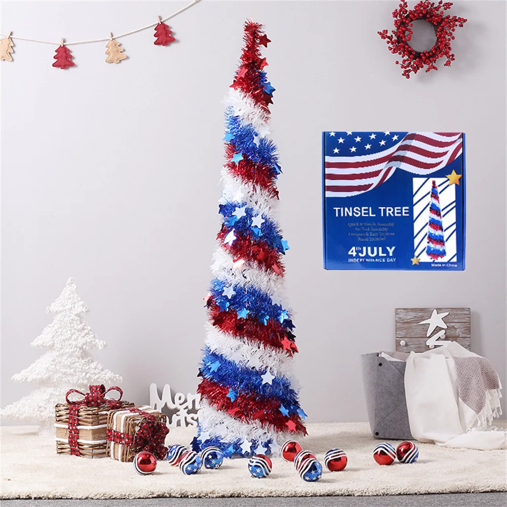 Tassel Tree With Sequin Star 4th Of July Indepence Day Decorative