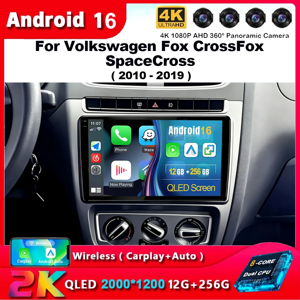 Фото Android 16 для Volkswagen Fox CrossFox SpaceCross 2010 - 2019 Автомагнитола Carplay Автонавигация 2Din DSP Видеоплеер Стерео GPS №1