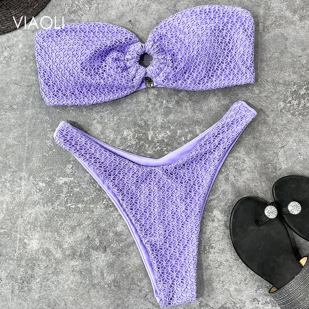 

Women Mesh Sexy Female Summer High Waist Bikini Swimsuit Swimwear Female Bandeau Thong Brazilian Bikini Set Bathing Suit Bather