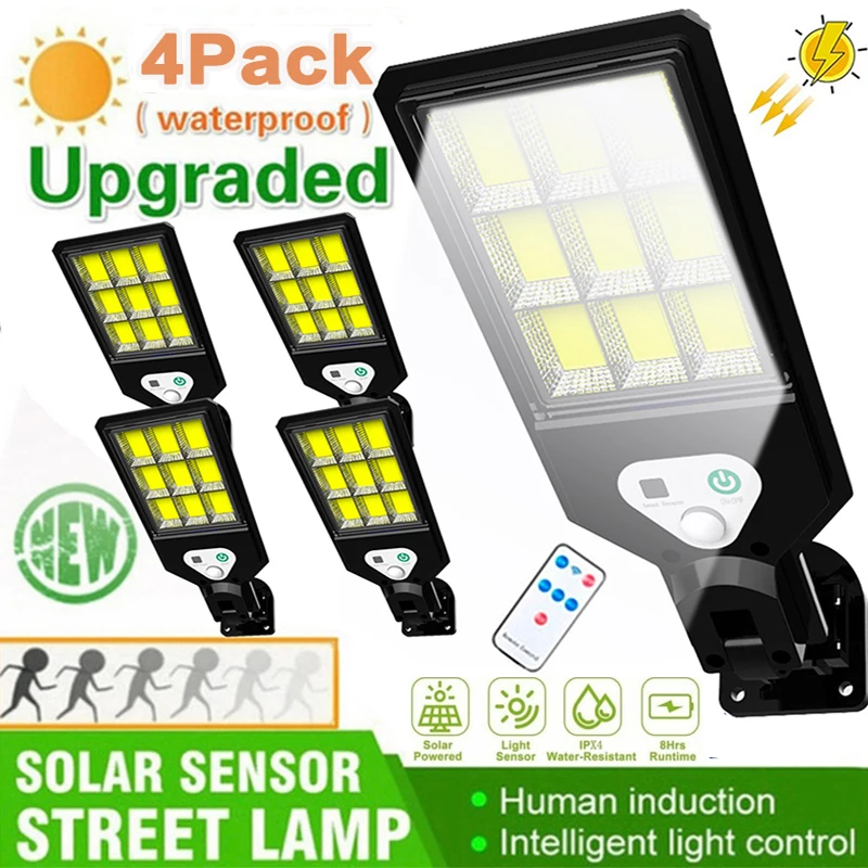 

Solar Street Lights Outdoor, Solar Lamp With 3 Light Mode Remote Control Waterproof Motion Sensor Lighting for Garden Patio Path